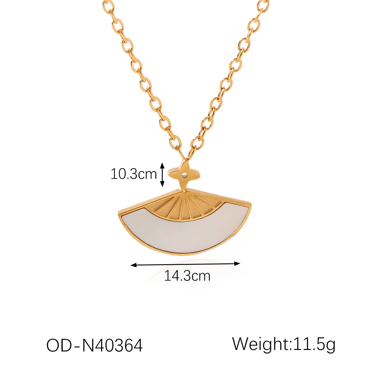 Wholesale  stainless steel jewelry women's non-fading inlaid shell fan pendant necklace earrings combination