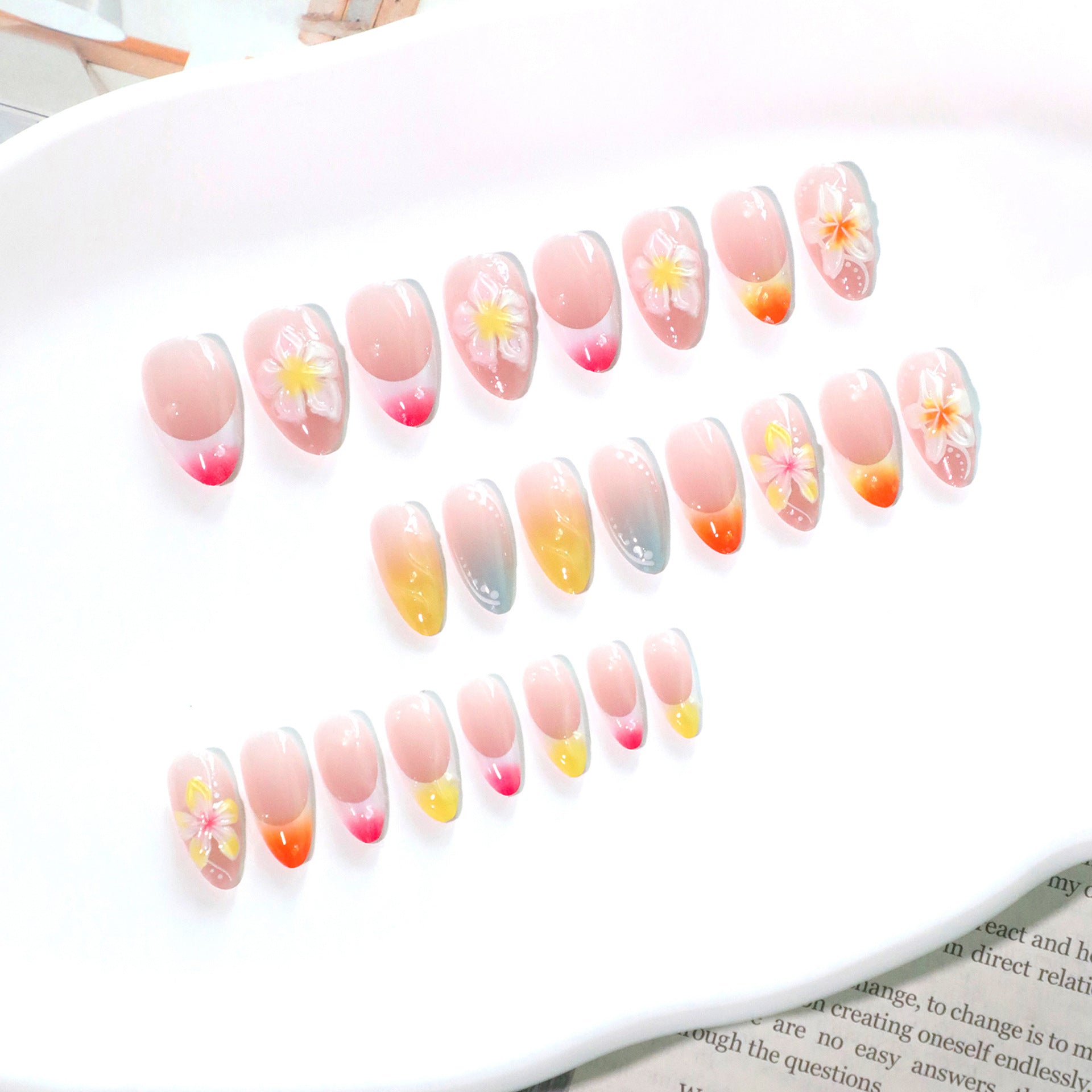 Wholesale 24 Pieces/box Colorful 3D Flower Bow Nails Kits Nail Stickers