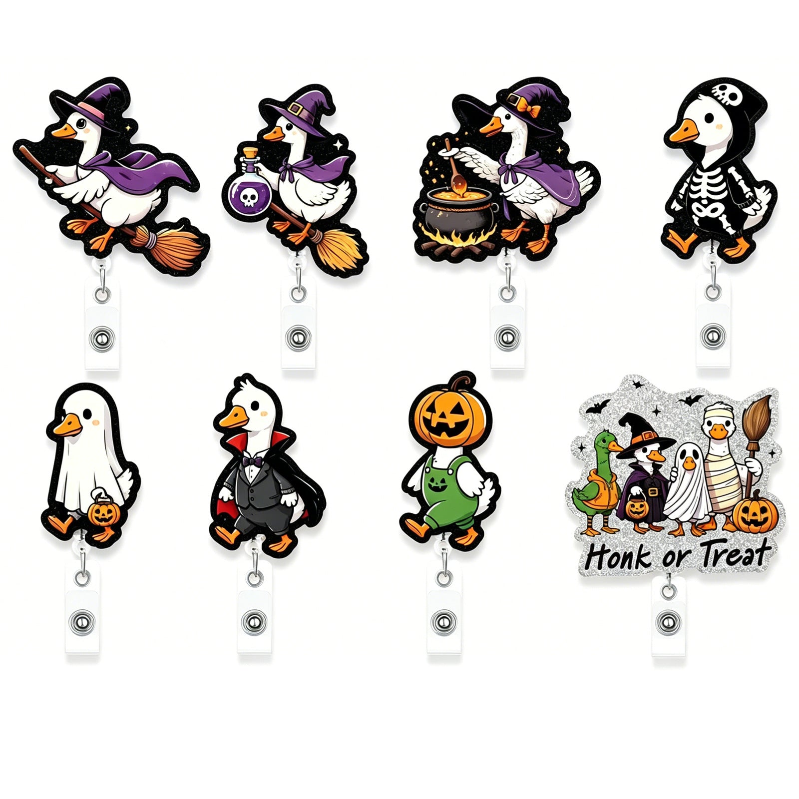 Wholesale Acrylic Retractable Badge Reel with Alligator Clip,   Goose Design,  Party Jewelry Accessory