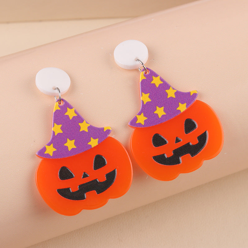 Wholesale   Pumpkin Ghost Diablo Skull Rack Acrylic Earrings