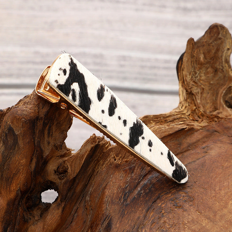 Wholesale Retro Leopard Cow Print Hair Clip,  Minimalist Design Side Clip for Everyday Styling