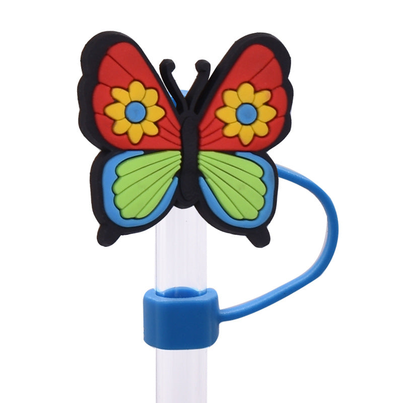 Wholesale Random 100pcs Creative dustproof cartoon Straw Cover Straw Tube Cap