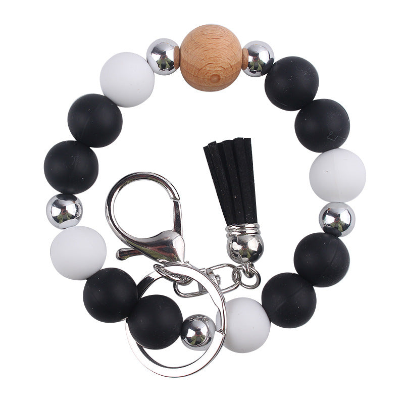 Wholesale Solid Color Silicone Beaded Wrist Keychain ACC-KC-GuangTian056