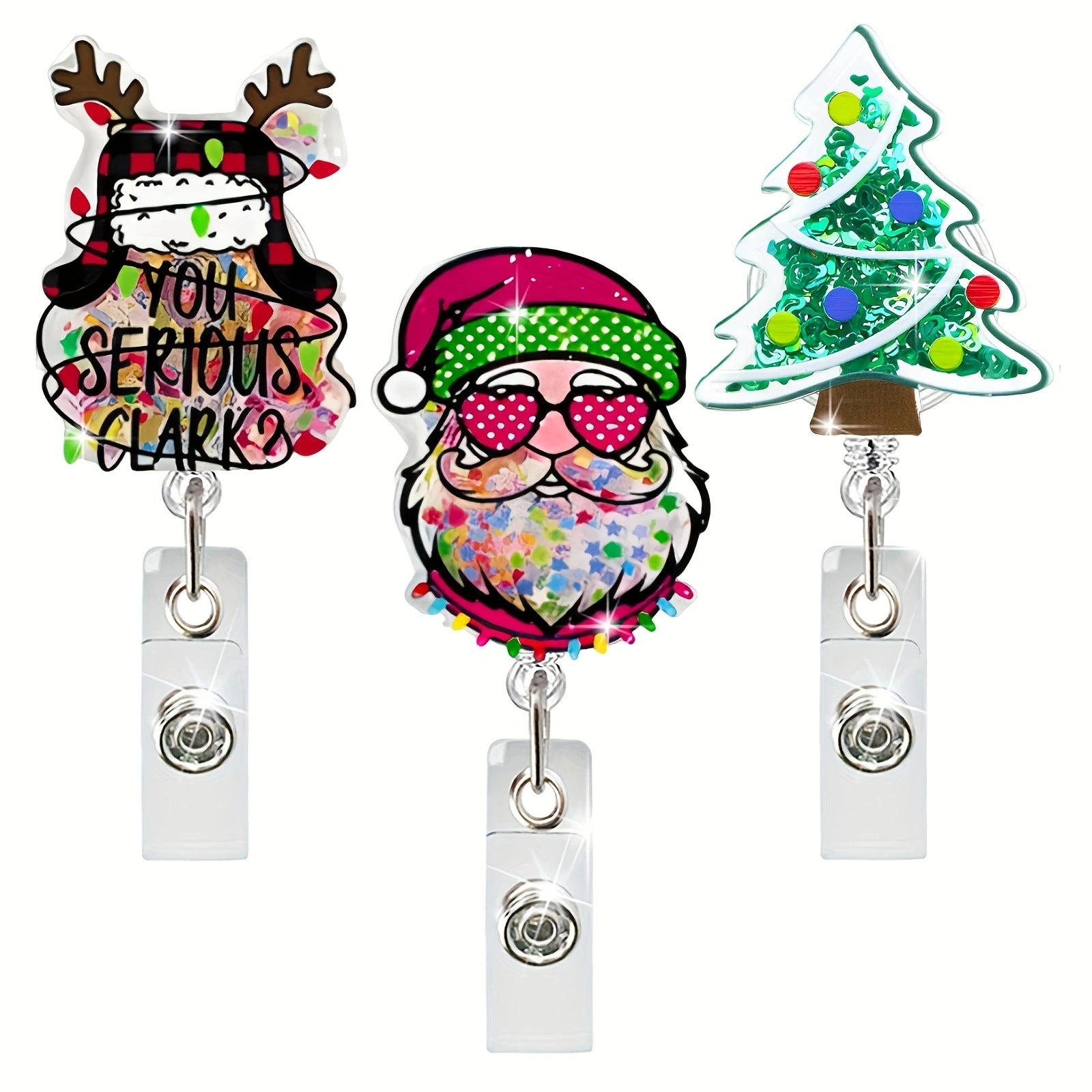 Wholesale  Christmas Quicksand Acrylic  Tree Hat Badge Reels