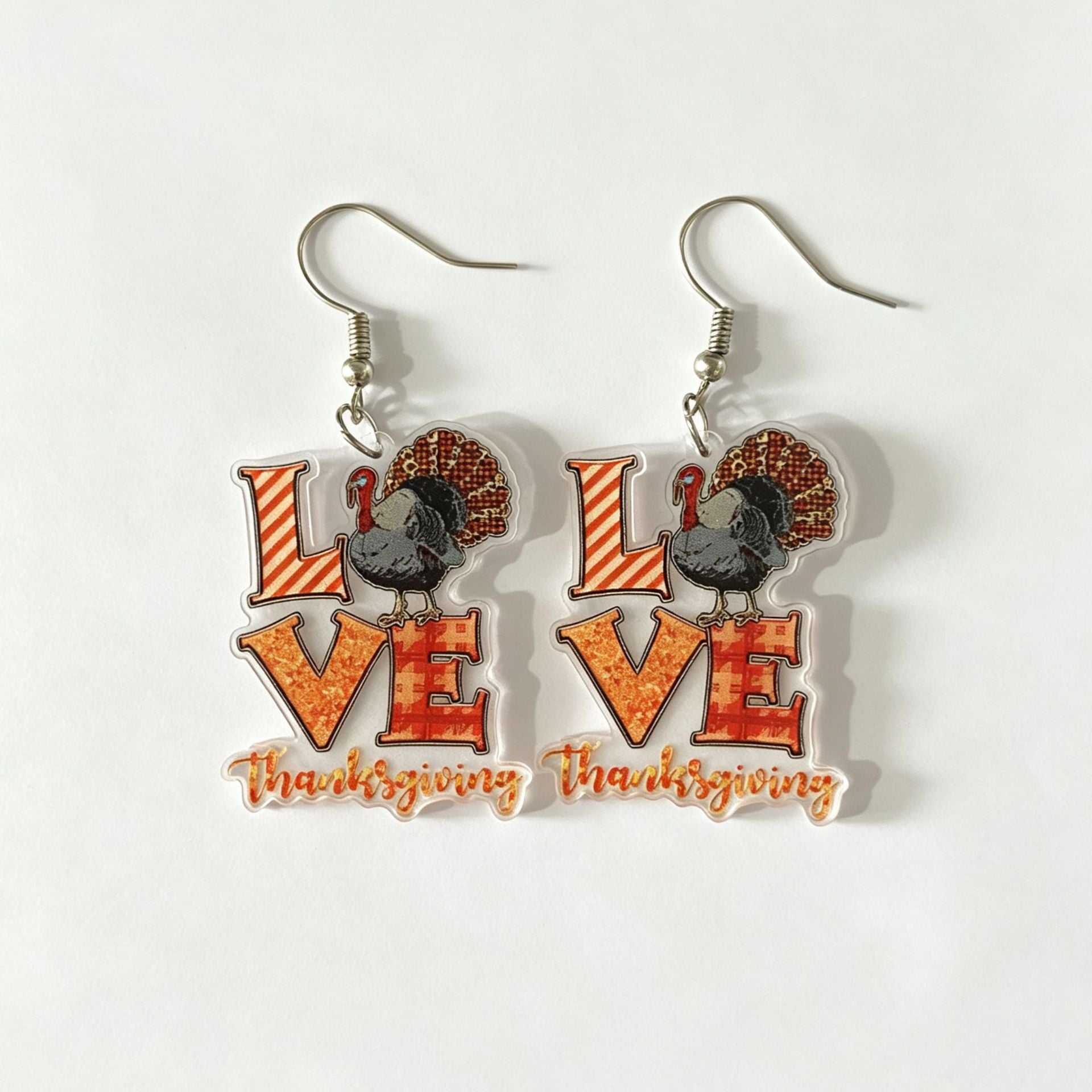 Wholesale Chic Thanksgiving Acrylic Earrings For Women Turkey Pumpkin Letter Design Jewelry Accessory Gift