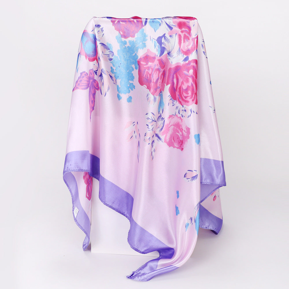 Wholesale Retro Printed Satin 90cm Silk Scarf