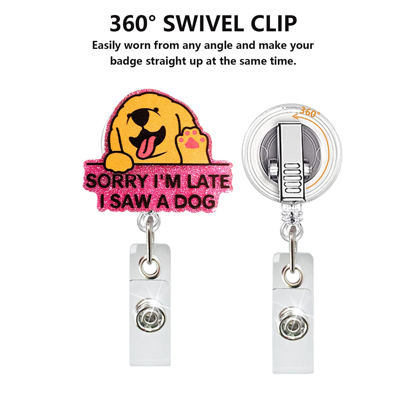 Wholesale Puppy Animal Cat Skeleton EKG Acrylic Badge Scroll Retractable Keychain Badge Reels ACC-KC-ChiHai015