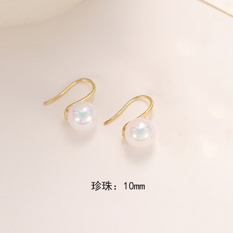 Wholesale pearl retro round shiny ear hooks earrings