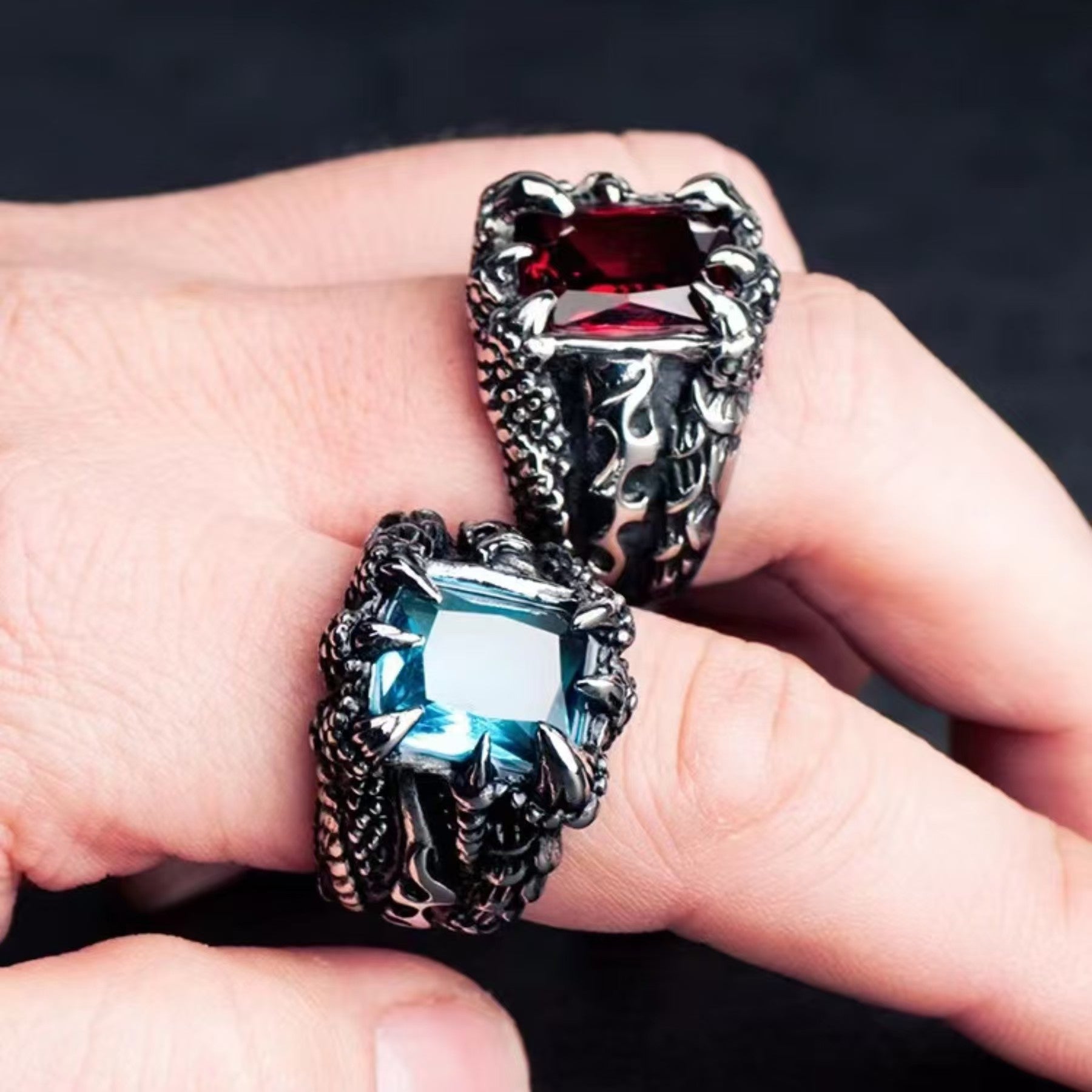 Wholesale Vintage Dragon Claw Men' s Adjustable Ring - Zinc Alloy Electroplated Red,  Fashion Accessory for Resale