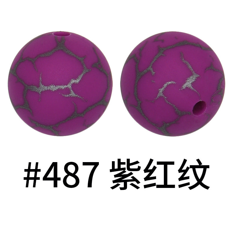 Wholesale 50pcs 15mm Colorful Crack Printed Silicone Balls DIY Beaded Accessories ACC-BDS-HeSheng050