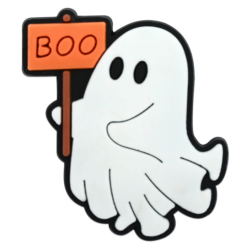 Wholesale Random 100pcs  Series White Ghost Clogs  PVC Soft Rubber Shoe Buckle Decoration