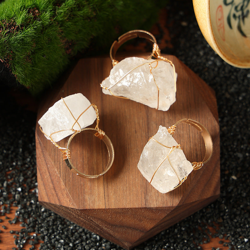 Wholesale Wire Wrapped Natural Amethyst Ring Rough Stone Crystal Jewelry Fashion Accessory Everyday Wear Gift And Boutique Resale