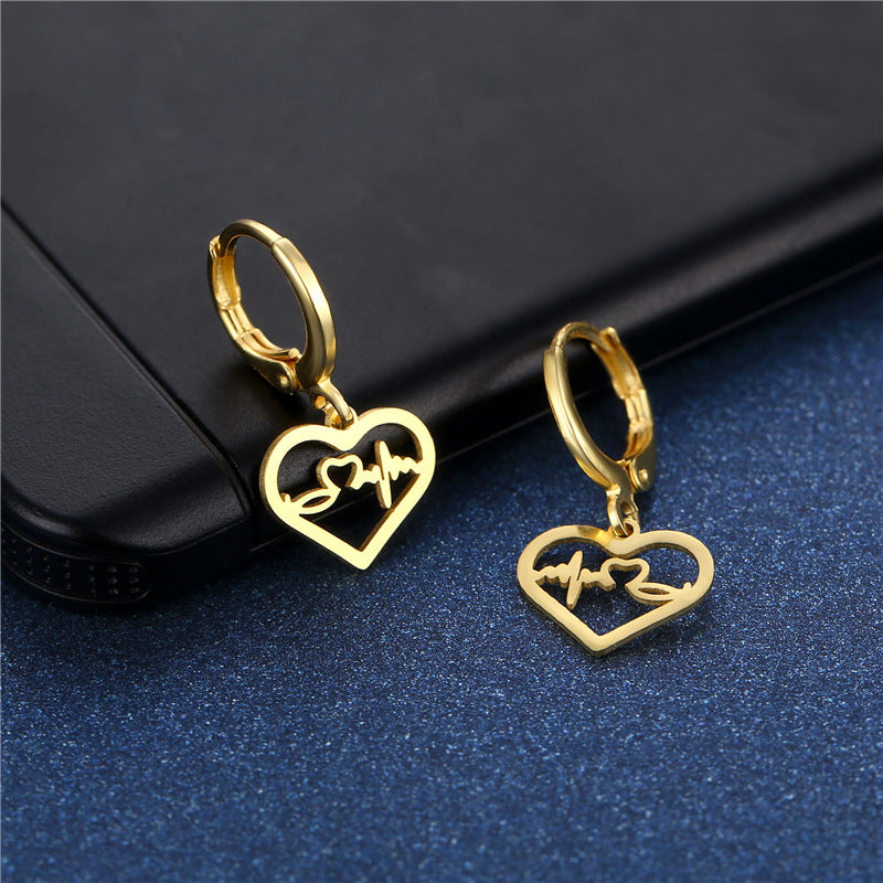 Wholesale 18K Gold ECG Stainless Steel Earrings ACC-ES-MinM032