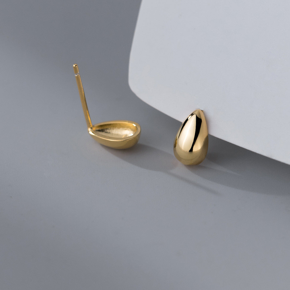 Wholesale S925 Sterling Silver Simple Glossy Water Drop Bean Oval Earrings ACC-ES-AiLuoQ001