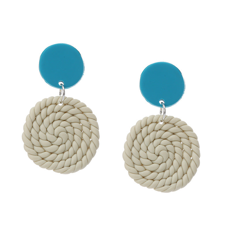 Wholesale Soft Clay Earrings Creative Artistic Woven Geometric Vintage Round Earrings