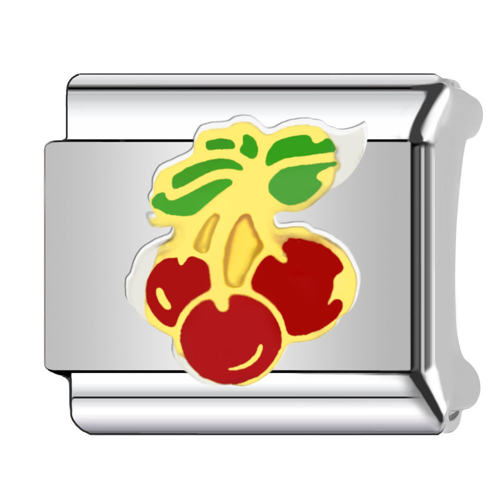 Wholesale  Italian Charm Bracelet 9mm DIY  fruit cherry Creative Stainless Steel Composable Bracelet