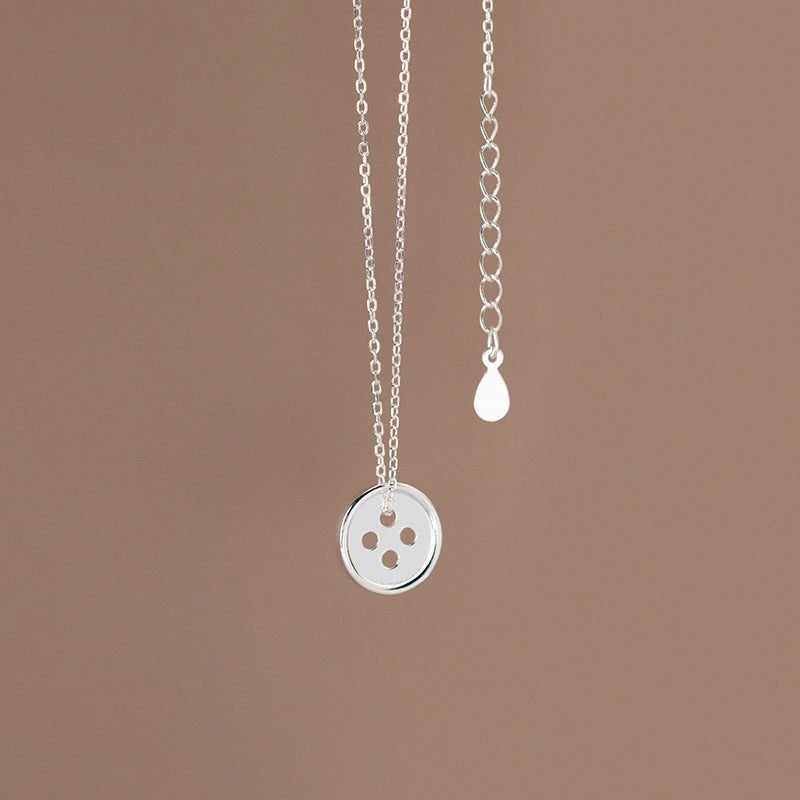 Wholesale 925 sterling silver button necklace clavicle chain