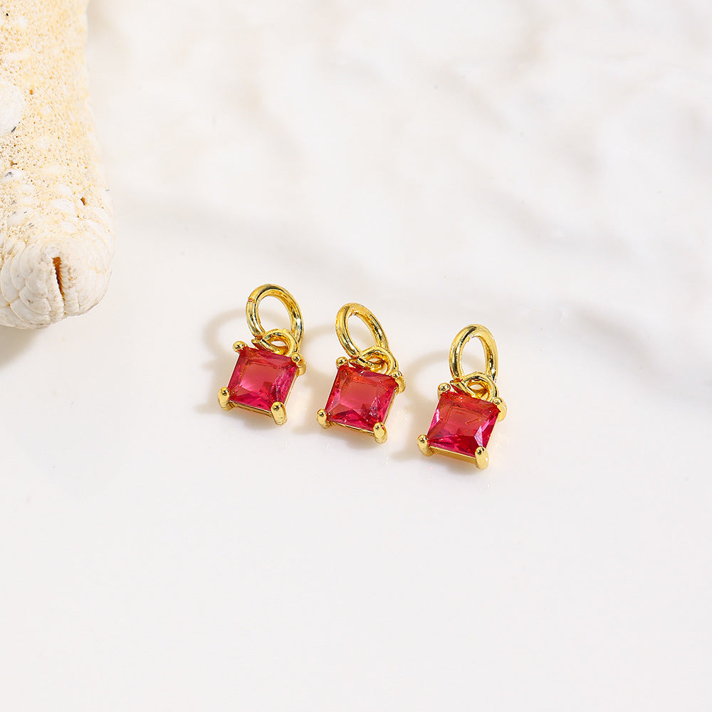 Wholesale Geometric square colored zircon small pendant