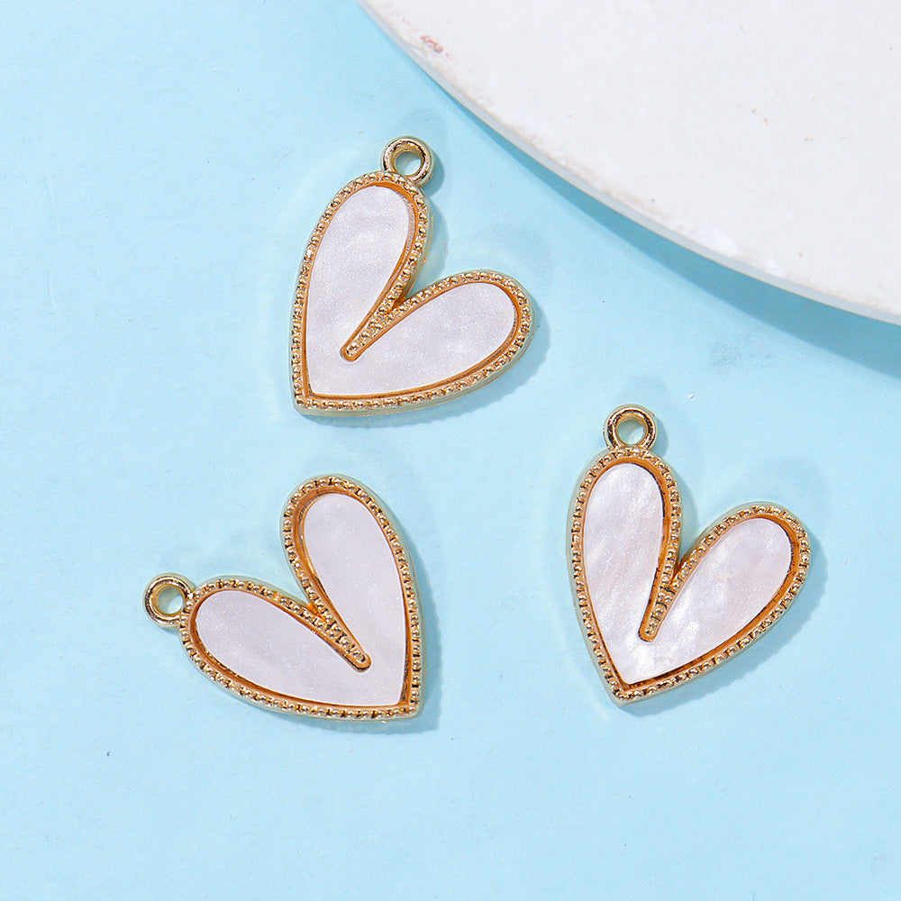 Wholesale 20pcs/ pack Acrylic Peach Heart Heart Alloy Pendant Pendant DIY Jewelry