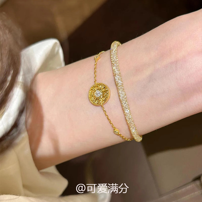 Wholesale Exploding Crushed Ice Sunflower Disc Bracelet
