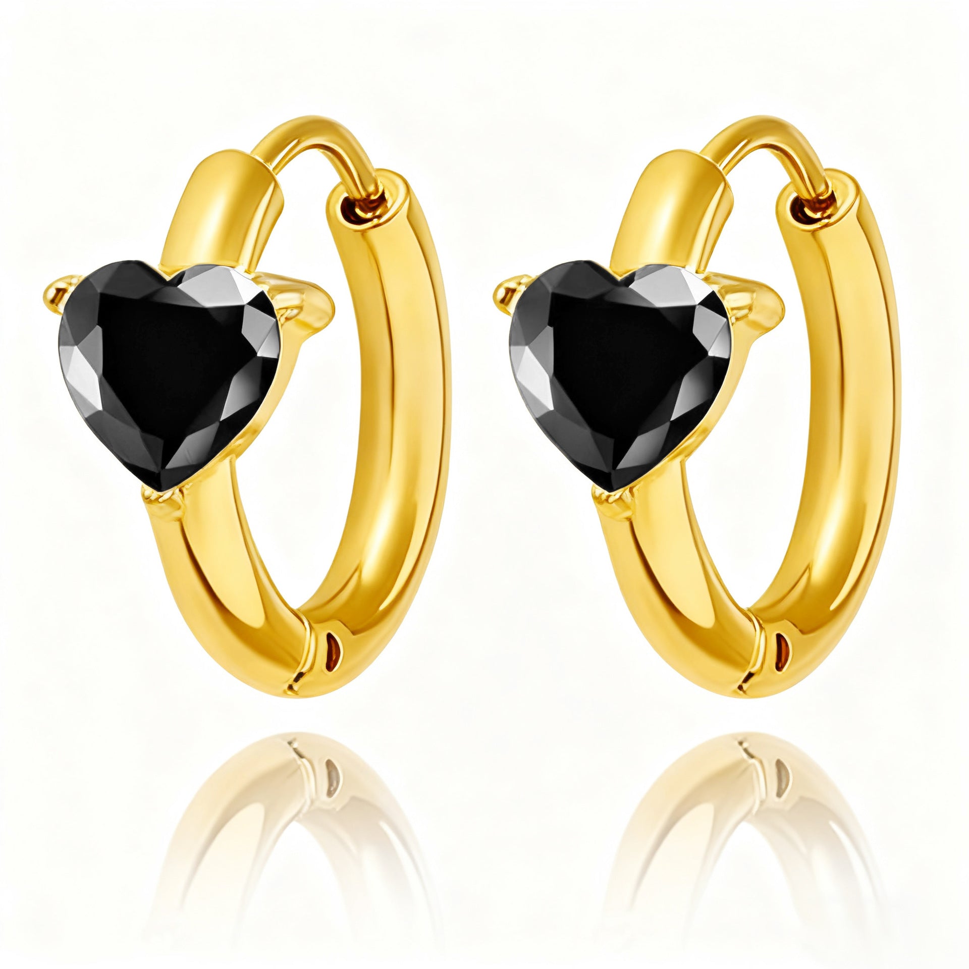 Wholesale 2PCS Stainless steel heart-shaped zircon earrings