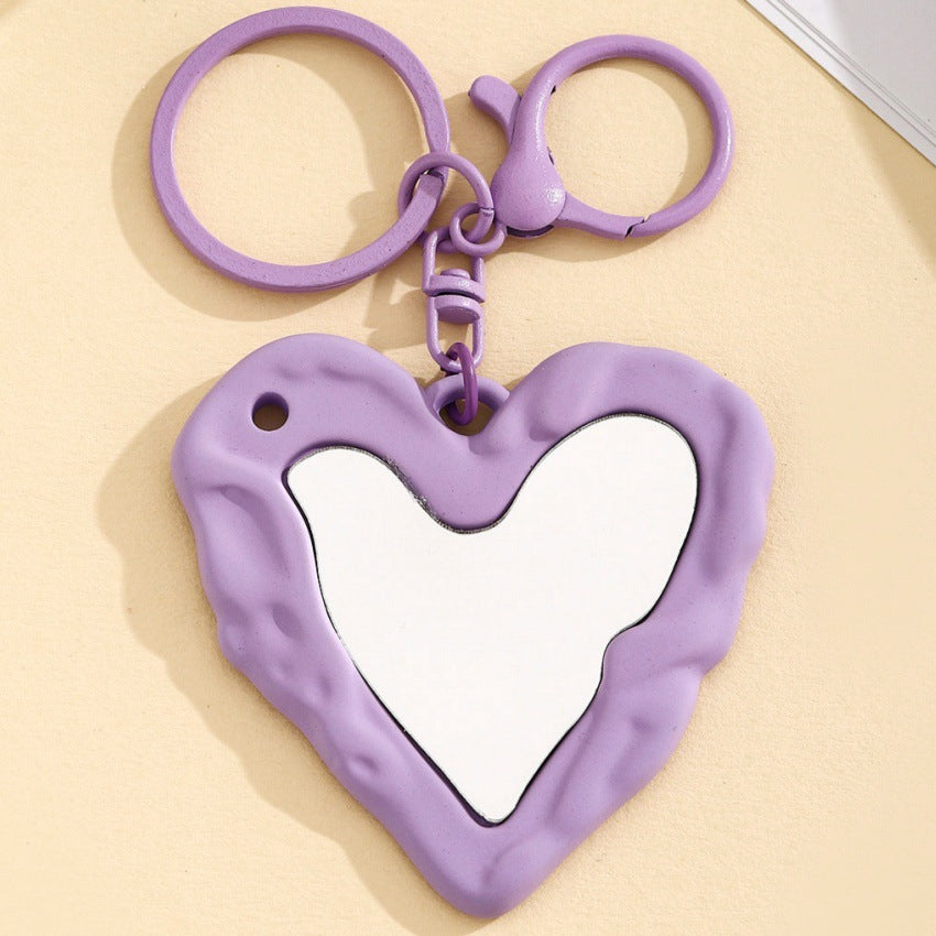 Wholesale sweet and cool acrylic heart mirror keychain pendant