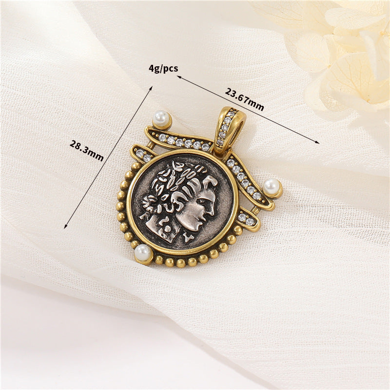 Wholesale Copper Greek Roman Retro Figure Pendant Necklace Fashion Accessory for Boutique Resale