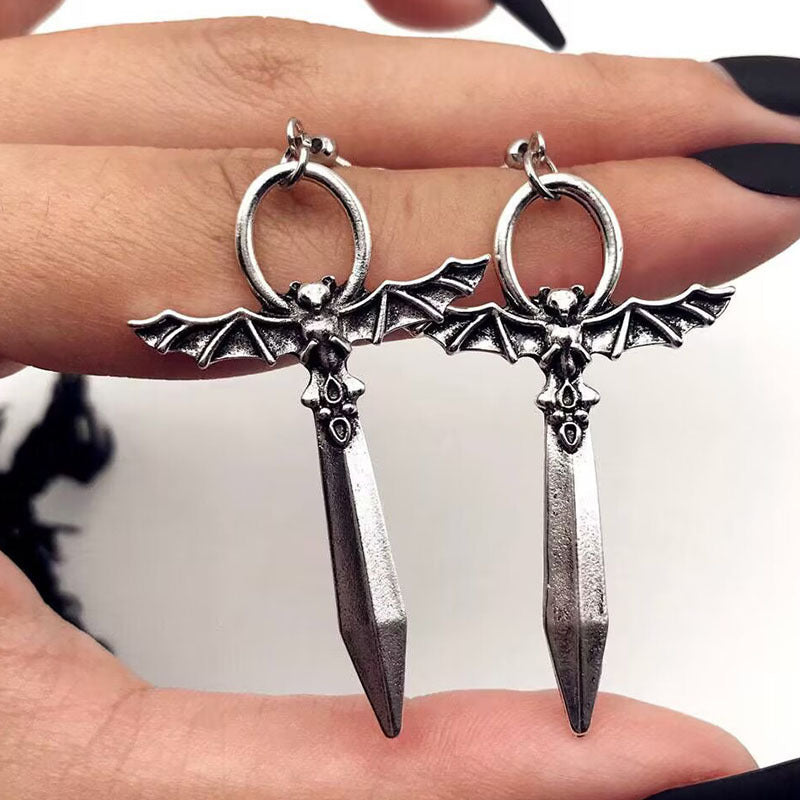 Wholesale Bat Design Earrings Ancient Silver Alloy Jewelry Accessory