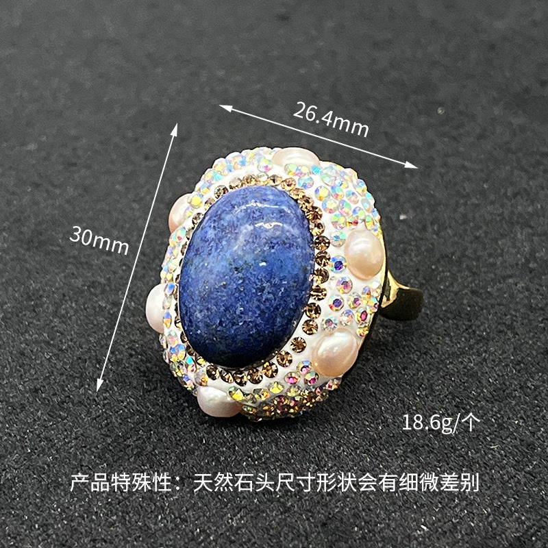 Wholesale  baroque pearl glitter ring  open ring