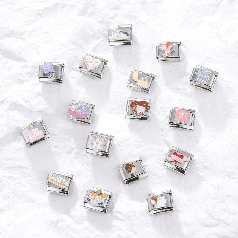 Wholesale Italian Charm Bracelet 9mm DIY Splicing Creative Pattern Titanium Steel Composable Bracelet