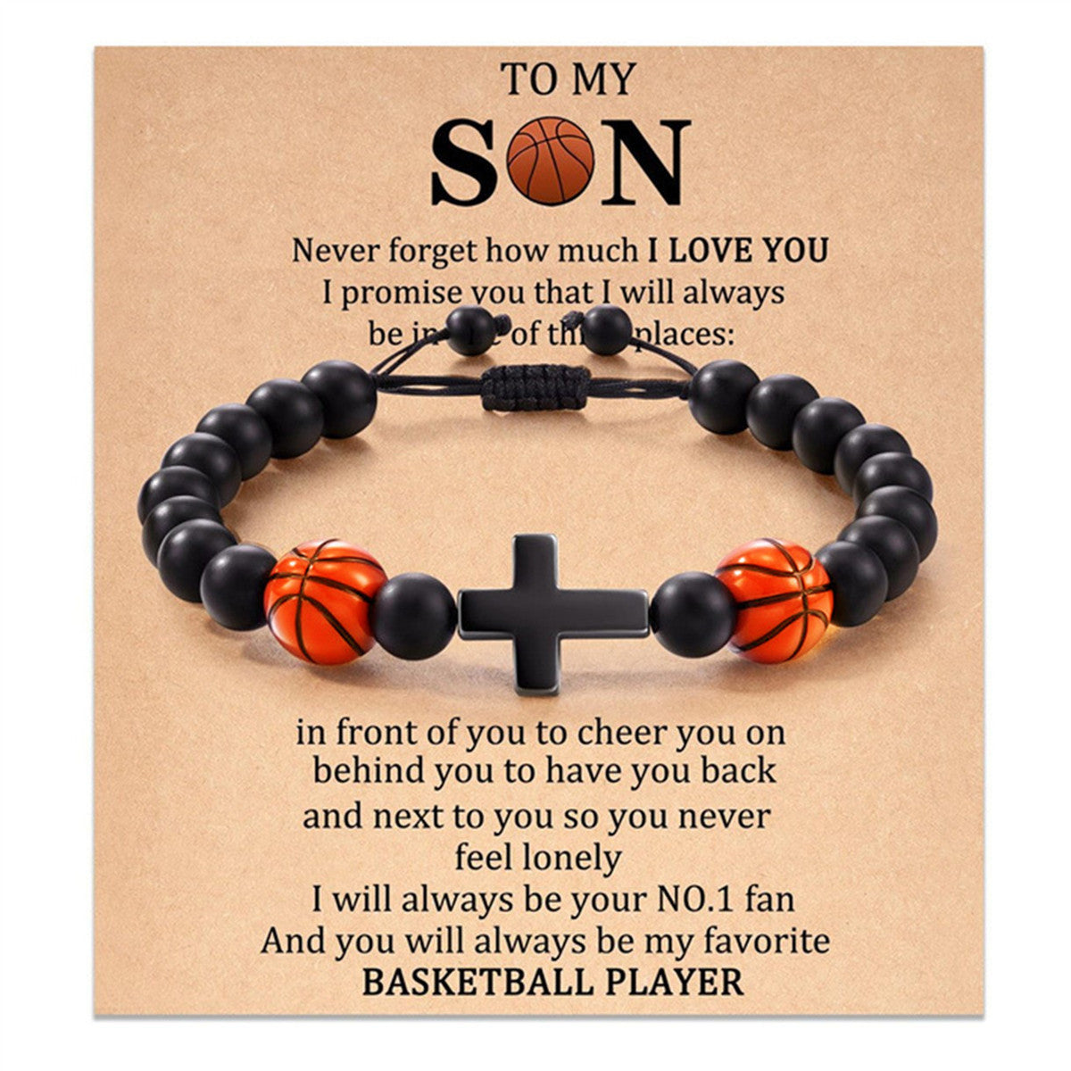 Wholesale Football Beads Cross Sports Style Black Stone Beads Hand Woven Adjustable Bracelet Miyuki ACC-BT-ZhongH015