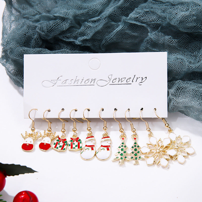 Wholesale Alloy Oil Drop Cartoon Santa Claus Earrings Set ACC-ES-Zhey007