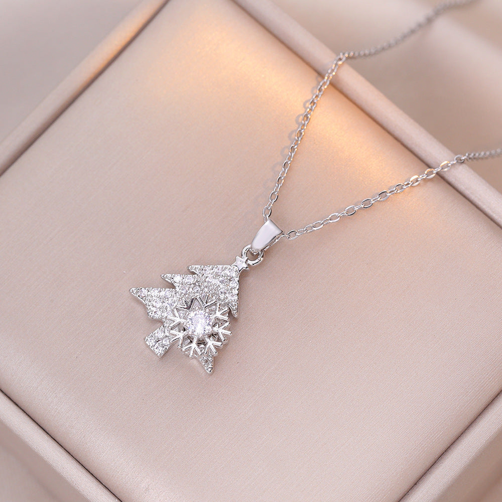Wholesale Rotating Snowflake Christmas Tree Necklace