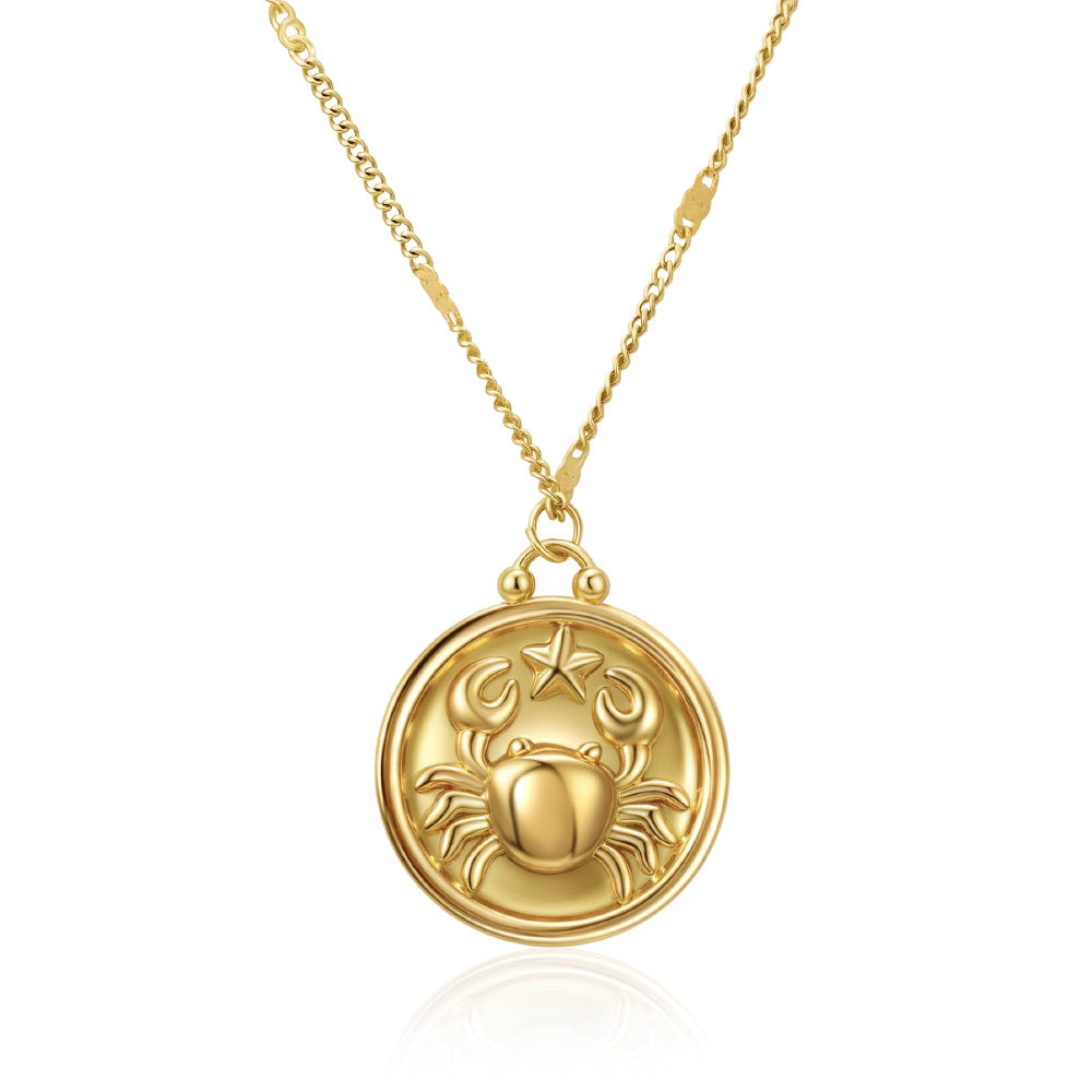 Wholesale Stainless Steel Zodiac Pendant Necklace