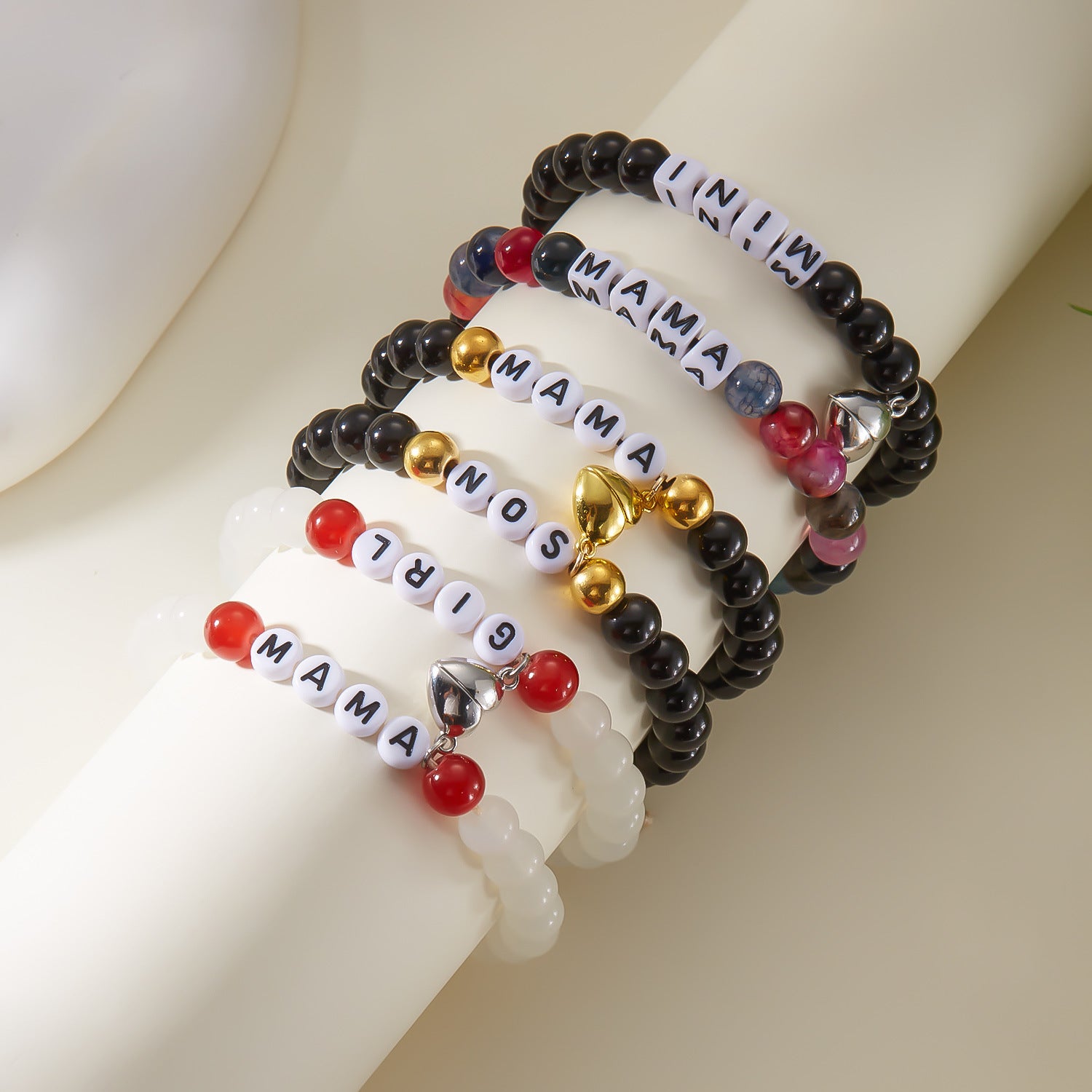 Wholesale Mother's Day Gift Hand-woven Natural Stone Card Bracelet