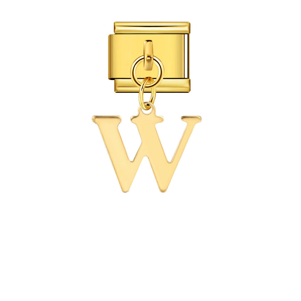 Wholesale Italian Charm Bracelet 9mm DIY Gold Simple Letter Creative Stainless Steel Composable Bracelet