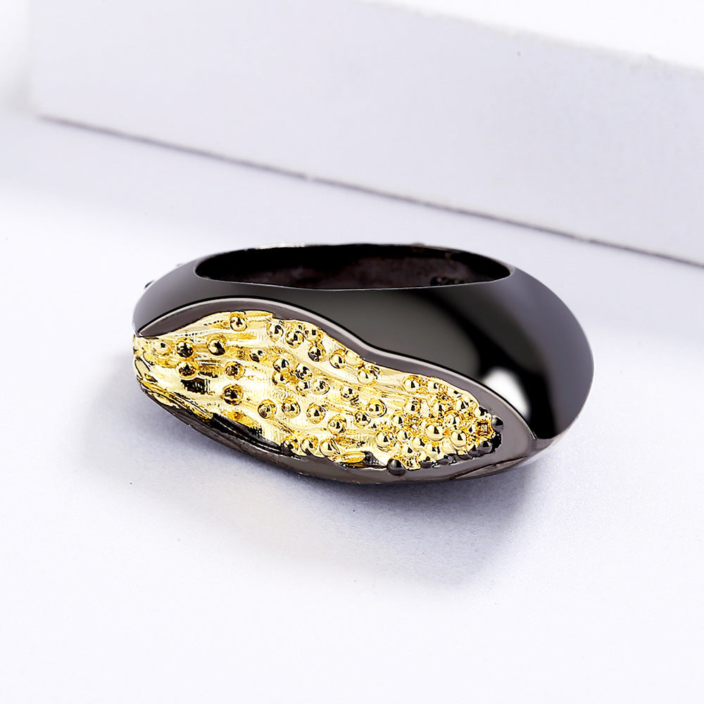 Wholesale Italian craft black gold two-color geometric simple ring