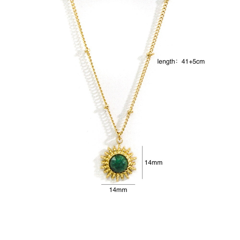 Wholesale 316L Titanium Steel Light Luxury Necklace Natural Stone Shell Fashion 14K Gold Necklace