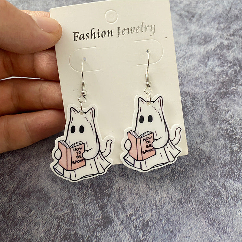 Wholesale Halloween Book Ghost Acrylic Earrings