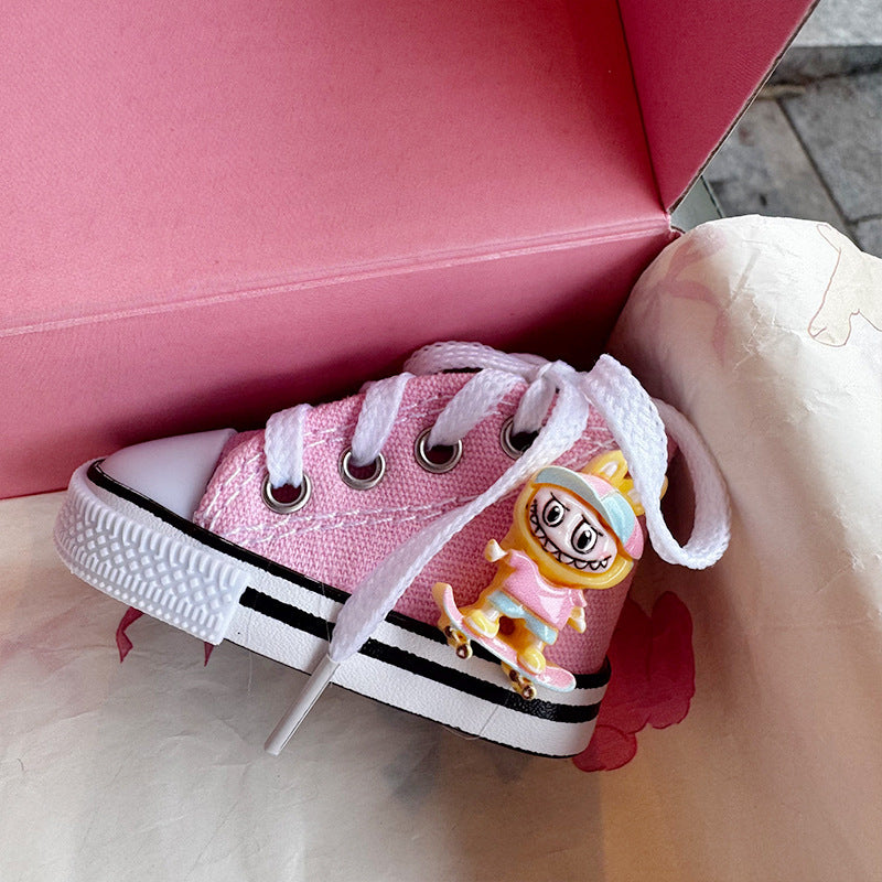 Wholesale cartoon rabbit color sneaker canvas shoes keychain