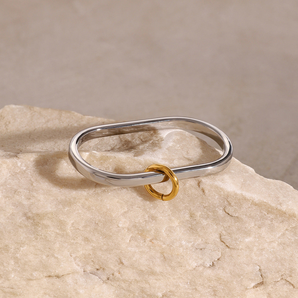 Wholesale 18k gold stainless steel gold and silver color matching  ring