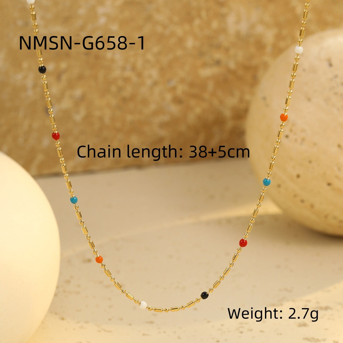 Wholesale stainless steel drop rice beads necklace