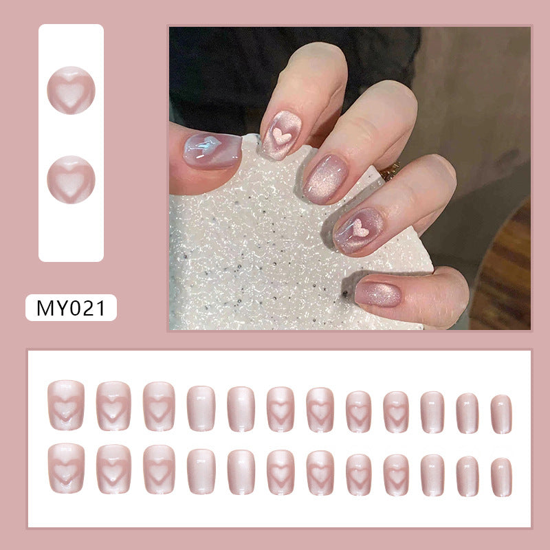 Wholesale 24 Pieces/box Heart Cat Eye Nails Kits Nail Stickers