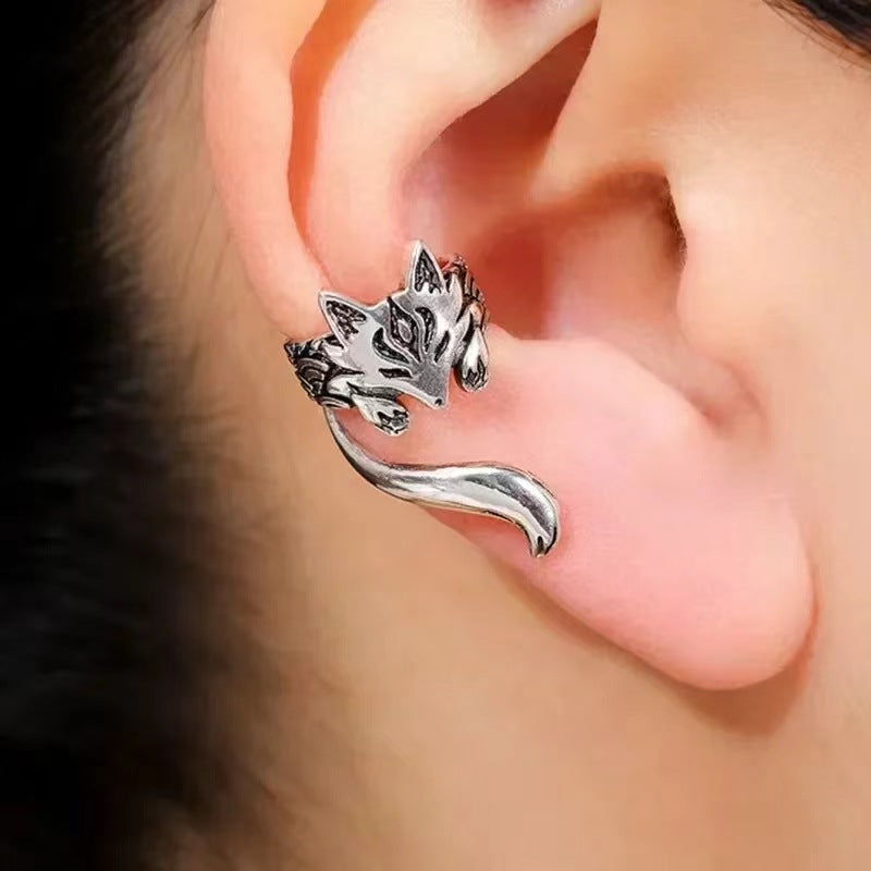 Wholesale retro cute fox ears ear clip  animal alloy earrings