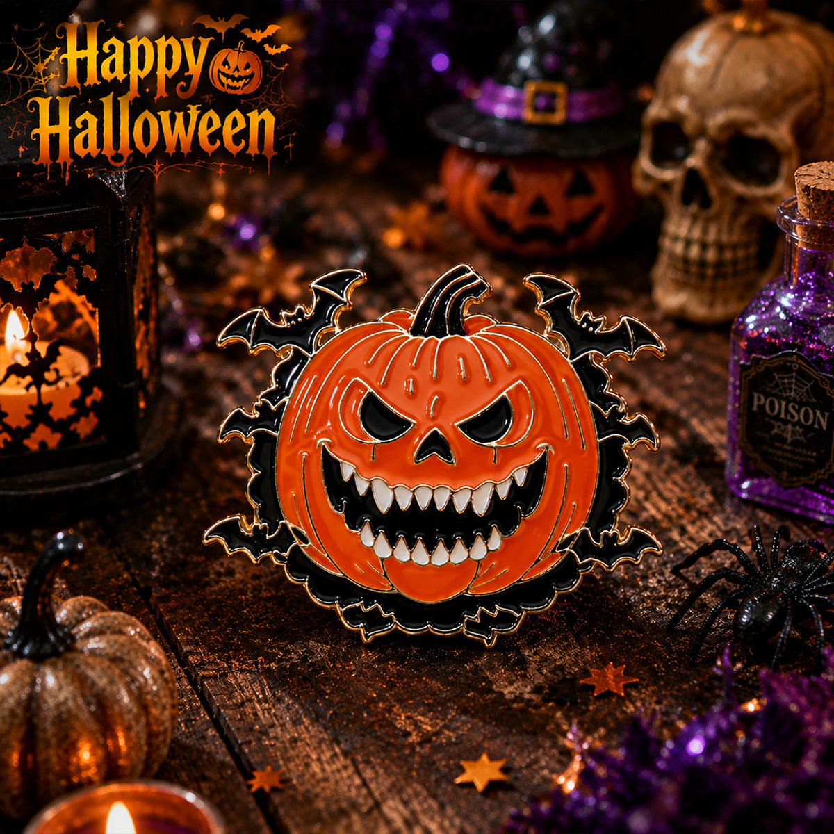 Wholesale  Pumpkin Bat Brooch Pin y Ghost Face Enamel Badge Trendy Holiday Costume Accessory Decorative Gift