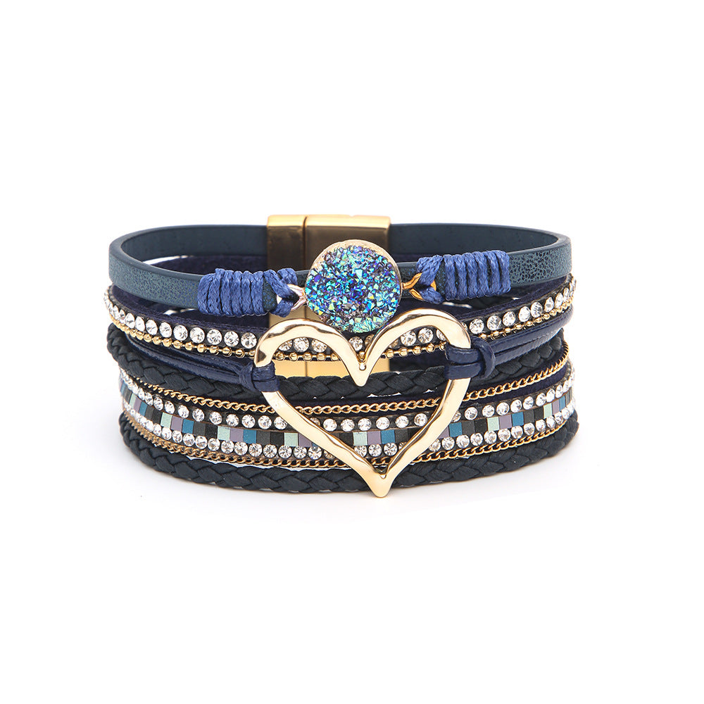 Wholesale Bohemian Multi-layered Leather Handwoven Love Bracelet