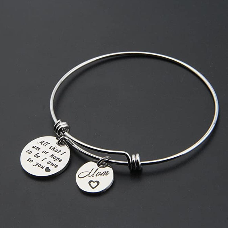 Wholesale  mother gift stainless steel lettering round bracelet