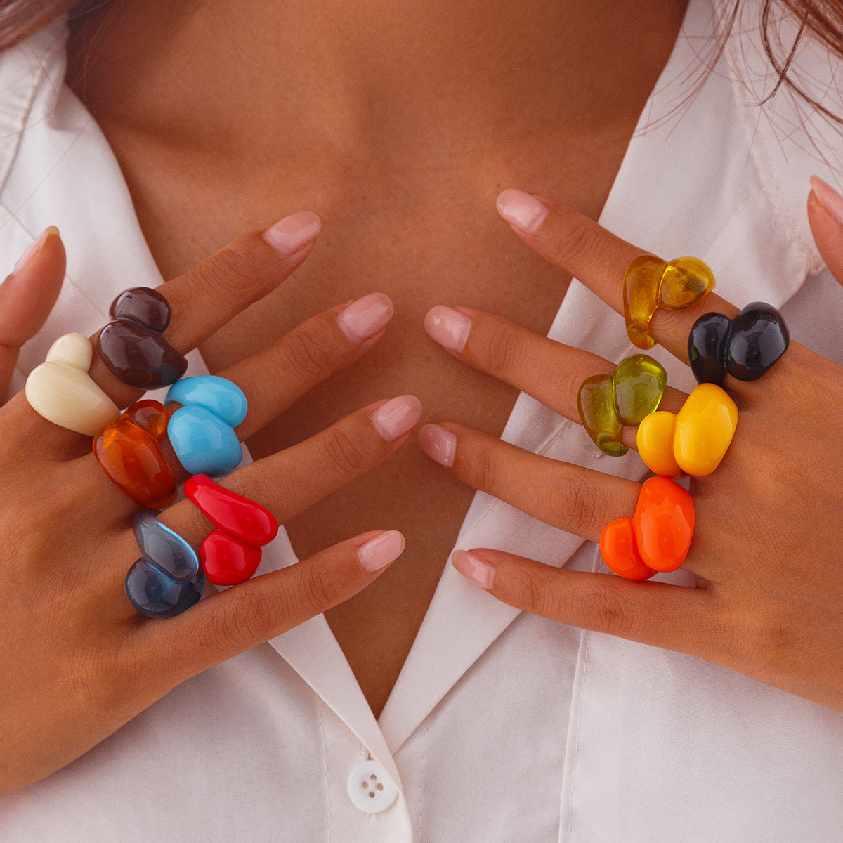 Wholesale Irregular Geometric Drop Plastic Ring Multicolor,  Fashion Jewelry Accessory for Everyday Wear