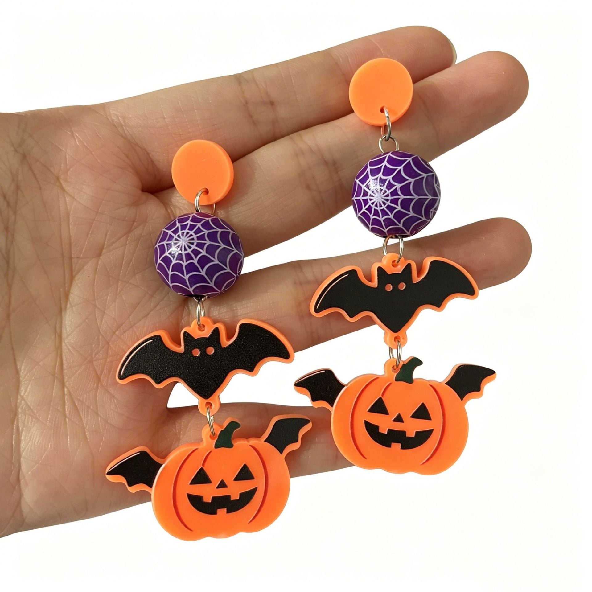 Wholesale  Acrylic Earrings Bat Ghost Pumpkin Wooden Beads Jewelry Accessory