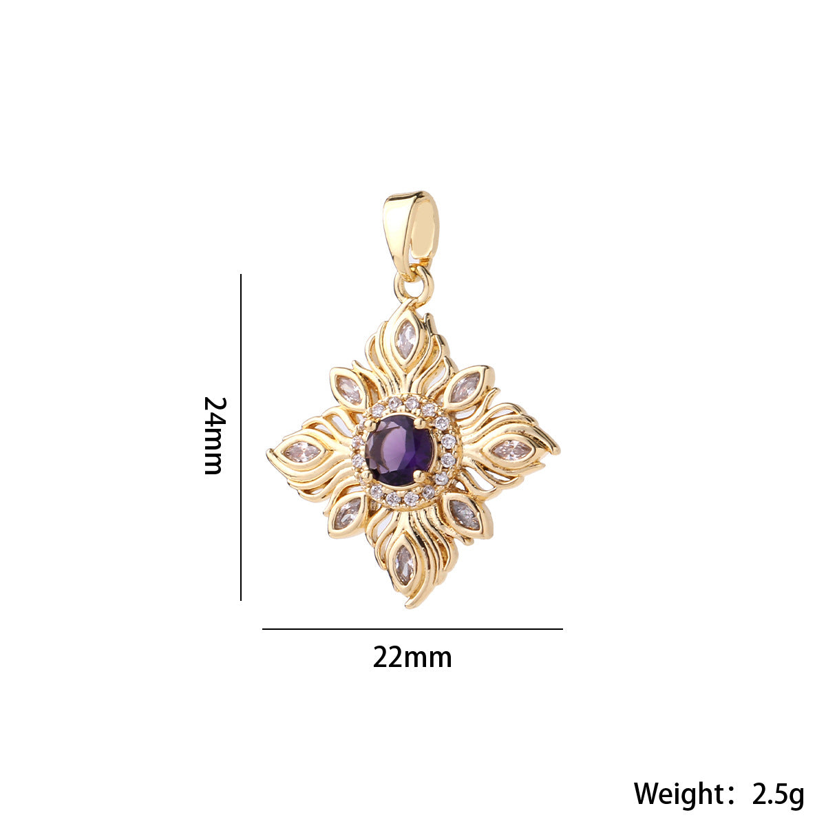 Wholesale Chic Flower Brass Pendant Gold Plated Zircon Necklace Accessory Elegant Women S Collarbone Chain Jewelry Gift